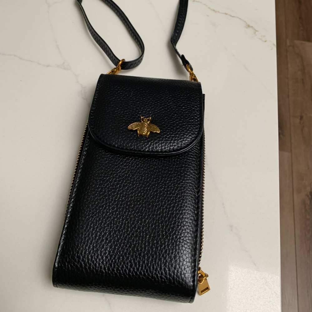 Bumble Bee black crossbody purse, wallet.